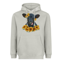 Moon Dust black angus calf with sunflowers Heavyweight Hoodie - RanaPortraitStore