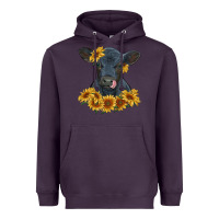 Plum black angus calf with sunflowers Heavyweight Hoodie - RanaPortraitStore