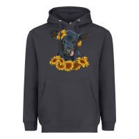 Smoke black angus calf with sunflowers Heavyweight Hoodie - RanaPortraitStore
