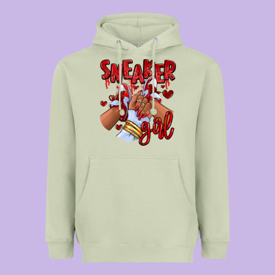 Heavyweight Hoodie red sneaker girl afro woman