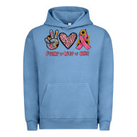 Pigment Pebble Blue peace love cure Urban Hoodie - JahusDesignShop