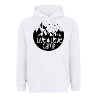 White Live Love Camp Heavyweight Hoodie - Unal Design