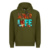 Army Green miner life Premium Hoodie - AdoDesignShop