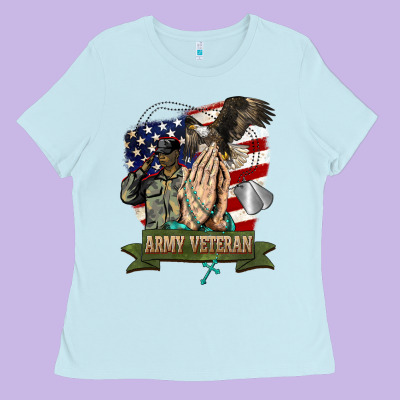 Army Veteran  Pray Ladies Tee Designed By Barkaloodesign