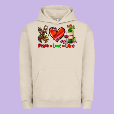Peace Love Wine Urban Hoodie Designed By Adodesignshop