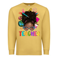 Antique Gold teacher afro messy bun Premium Sweatshirt - texasbilliewilder