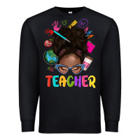 Black teacher afro messy bun Premium Sweatshirt - texasbilliewilder