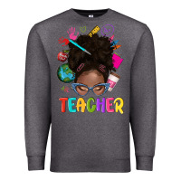 Charcoal Heather teacher afro messy bun Premium Sweatshirt - texasbilliewilder