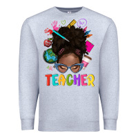Heather Grey teacher afro messy bun Premium Sweatshirt - texasbilliewilder