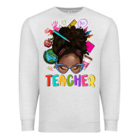Oatmeal Heather teacher afro messy bun Premium Sweatshirt - texasbilliewilder