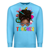 Ocean Blue teacher afro messy bun Premium Sweatshirt - texasbilliewilder