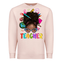 Pale Pink teacher afro messy bun Premium Sweatshirt - texasbilliewilder