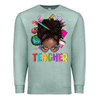 Seafoam teacher afro messy bun Premium Sweatshirt - texasbilliewilder