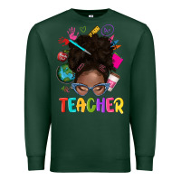 Sports Green teacher afro messy bun Premium Sweatshirt - texasbilliewilder