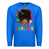 True Royal teacher afro messy bun Premium Sweatshirt - texasbilliewilder