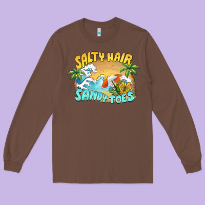 Salty Hair Sandy Toes Summer Long Sleeve Tee Designed By Barkaloodesign