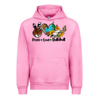 Fuchsia Pink peace love  bullskull Urban Hoodie - AdoDesignShop