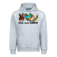 Heather Grey peace love  bullskull Urban Hoodie - AdoDesignShop