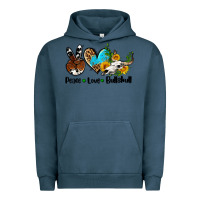 Pigment Midnight Navy peace love  bullskull Urban Hoodie - AdoDesignShop