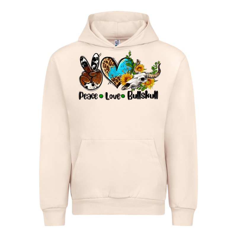 Peace Love  Bullskull Urban Hoodie by AdoDesignShop | Teevron