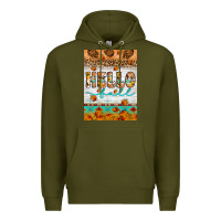 Army Green Hello fall Premium Hoodie - Artiststas