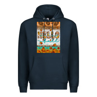 Navy Hello fall Premium Hoodie - Artiststas