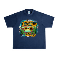 Navy Oregon Map Sunflower Cactus Serape Urban Heavy Tee - RanaPortraitStore