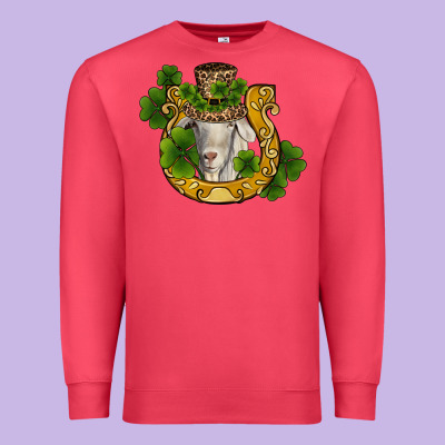 St Patricks Day Goat Horseshoe Shamrock Premium Sweatshirt Designed By Ranaportraitstore