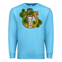 Ocean Blue st patricks day goat horseshoe shamrock Premium Sweatshirt - RanaPortraitStore