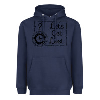 Navy lets get lost Heavyweight Hoodie - Unal Design