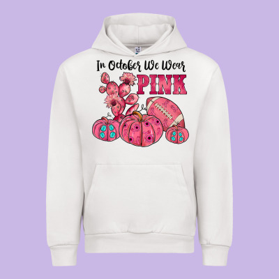 In October We Wear Pink Urban Hoodie Designed By Jahusdesignshop