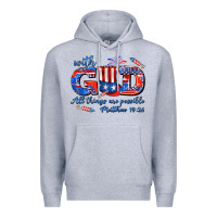 Heather Grey with god all things are possible usa Premium Hoodie - AdoDesignShop