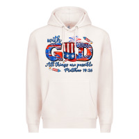 Pale Pink with god all things are possible usa Premium Hoodie - AdoDesignShop