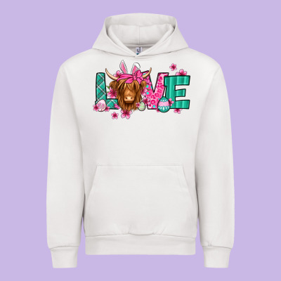 Love Easter Floral Longhaired Cow Urban Hoodie Designed By Jasminsmagicworld