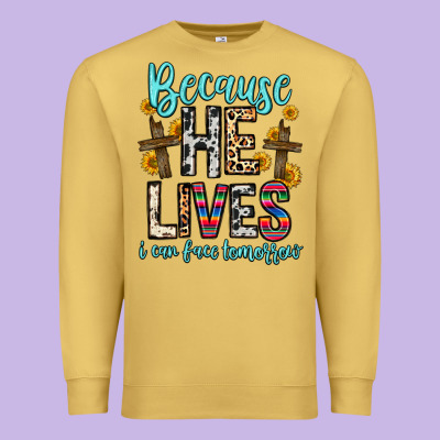Because He Lives I Can Face Tomorrow Premium Sweatshirt Designed By Zillion Design Studio