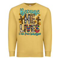 Antique Gold because he lives i can face tomorrow Premium Sweatshirt - Zillion Design Studio
