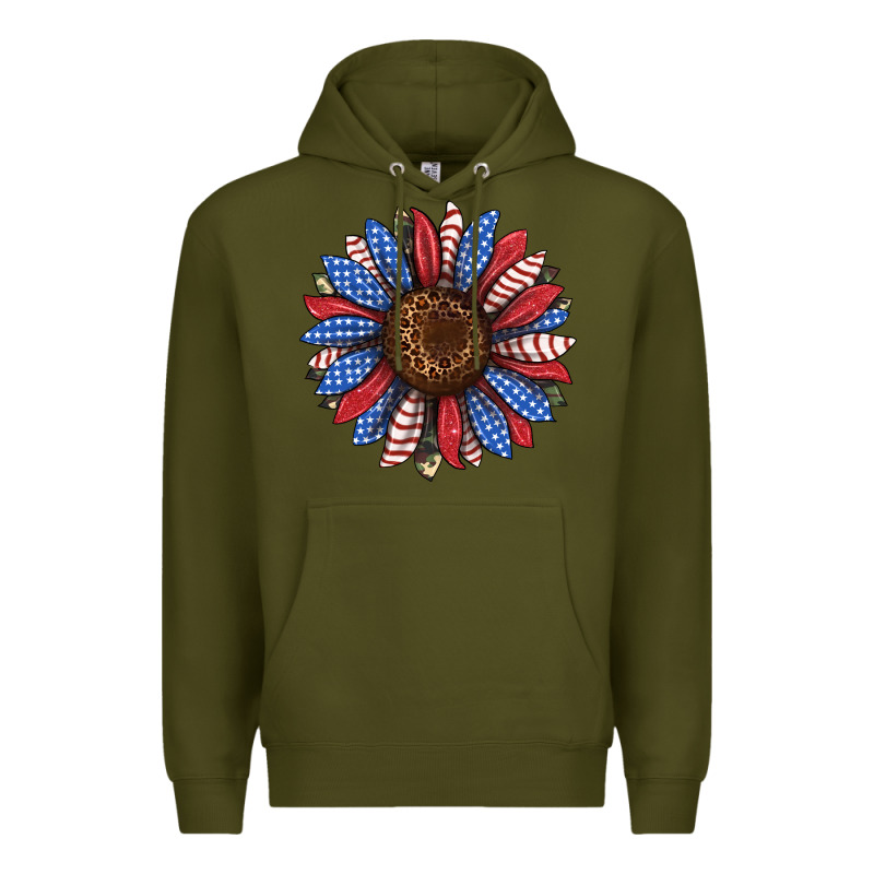 Usa Flag Camouflage Sunflower Premium Hoodie by JahusDesignShop | Teevron