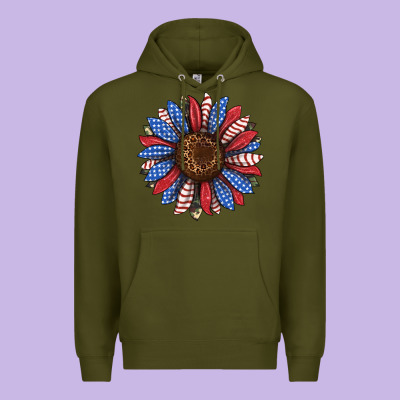 Usa Flag Camouflage Sunflower Premium Hoodie Designed By Jahusdesignshop