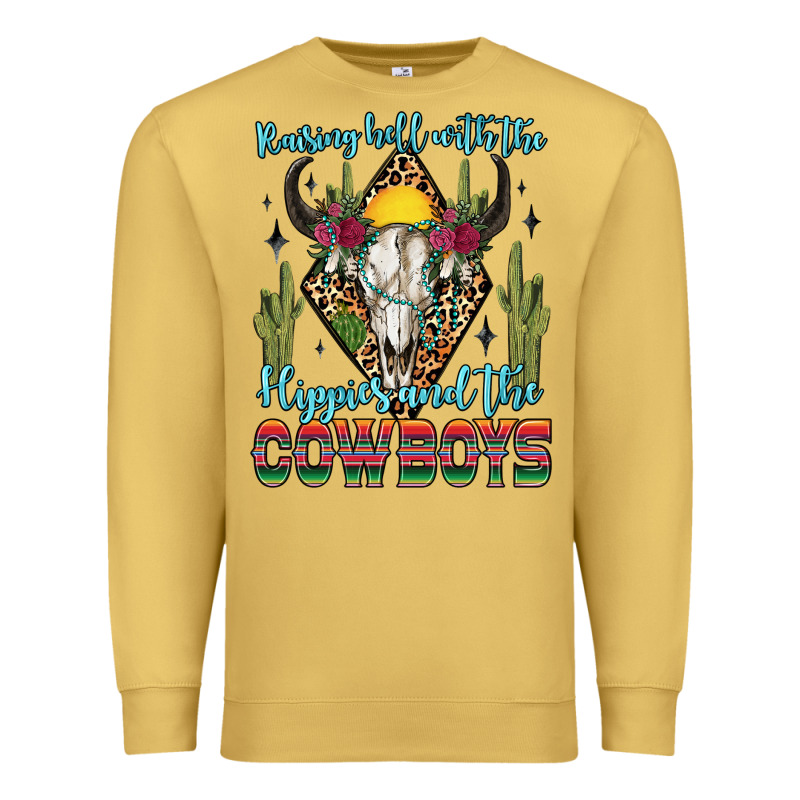 Raising Hell With The Hippies And The Cowboys Premium Sweatshirt by Zillion Design Studio | Teevron