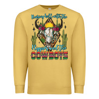 Antique Gold raising hell with the hippies and the cowboys Premium Sweatshirt - Zillion Design Studio