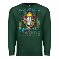 Sports Green raising hell with the hippies and the cowboys Premium Sweatshirt - Zillion Design Studio