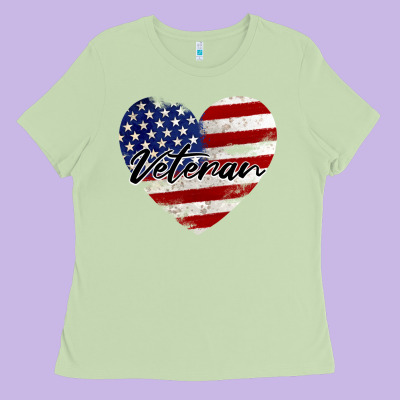 Veteran Heart American Flag Ladies Tee Designed By Barkaloodesign