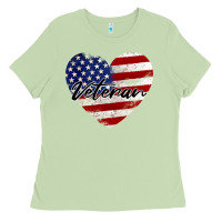 Matcha veteran heart american flag Ladies Tee - BarkalooDesign