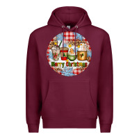 Burgundy Merry Christmas Coffee Cups Premium Hoodie - Artiststas