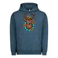 Pigment Midnight Navy deer gemstone sunflower Urban Hoodie - JahusDesignShop