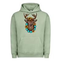 Pigment Oil Green deer gemstone sunflower Urban Hoodie - JahusDesignShop