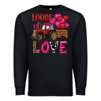 Black valentine's day loads of love tractor with pin heart balloons Premium Sweatshirt - RanaPortraitStore