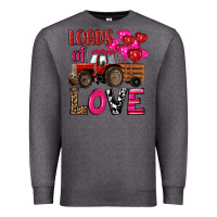 Charcoal Heather valentine's day loads of love tractor with pin heart balloons Premium Sweatshirt - RanaPortraitStore