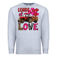 Heather Grey valentine's day loads of love tractor with pin heart balloons Premium Sweatshirt - RanaPortraitStore