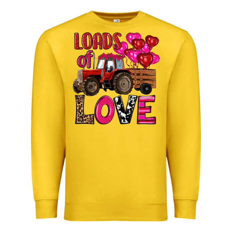 Valentine's Day Loads Of Love Tractor With Pin Heart Balloons Premium Sweatshirt by RanaPortraitStore | Teevron